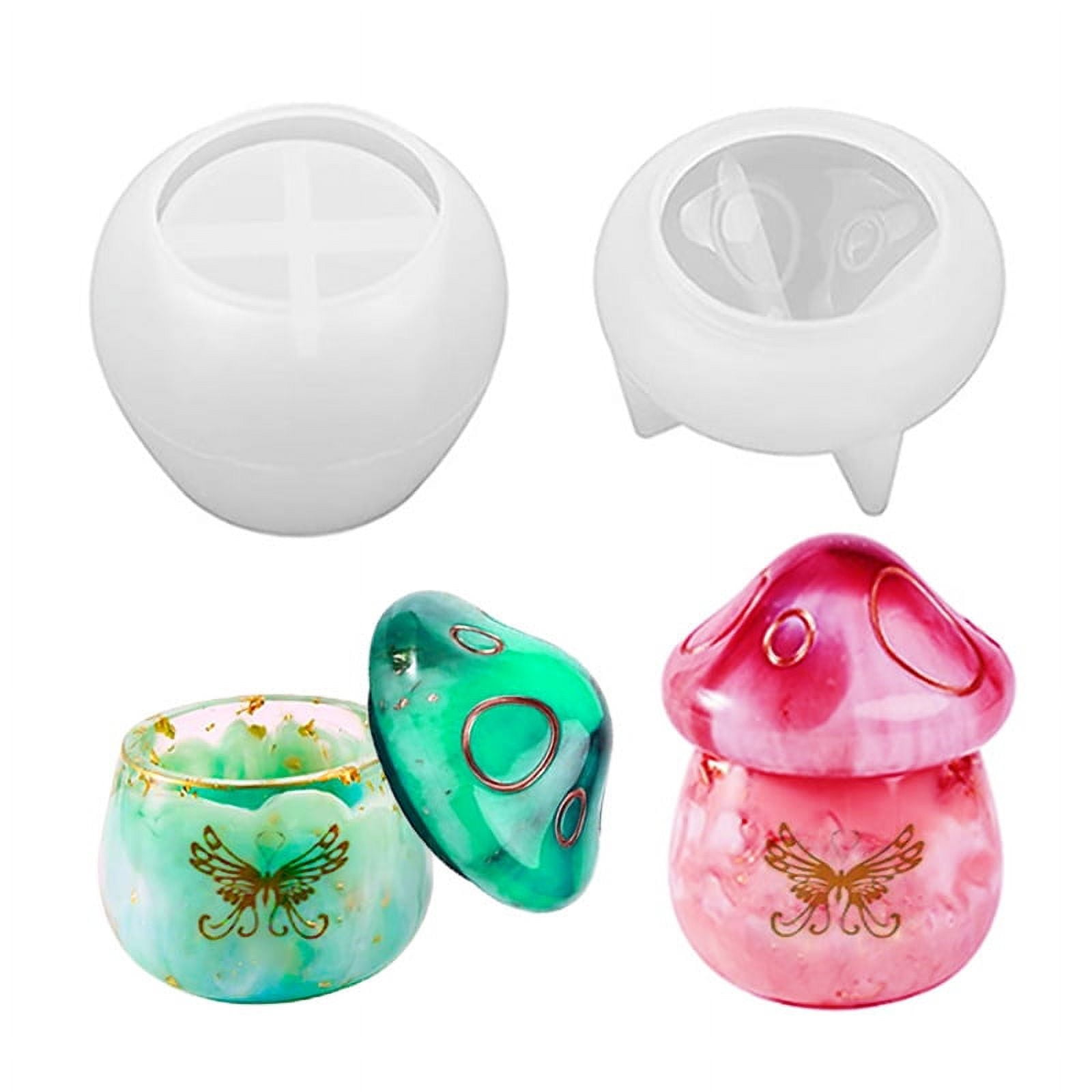 Jar & Mushroom Shaped Silicone Resin Molds With Cover, Epoxy Casting Mold  For Diy Jewelry Storage Box, Candy Container, Home Decoration