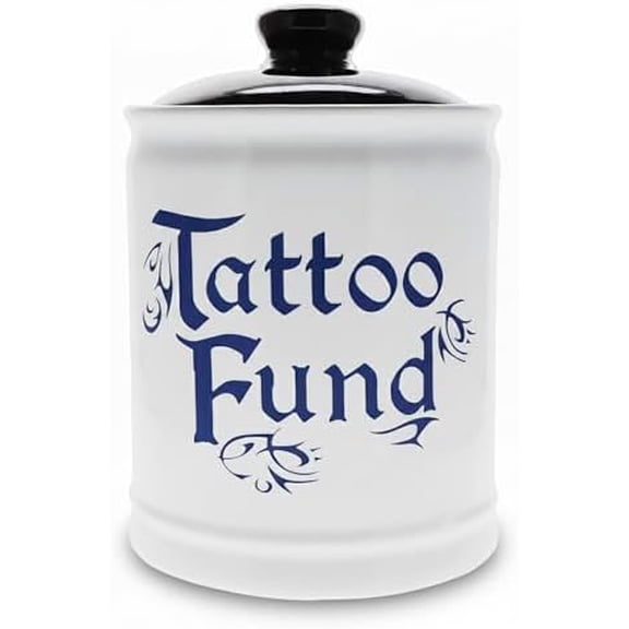 Jars | Tattoo Fund Jar | Ceramic Tattoo Money Jar & Decorative Piggy Bank for Kitchen & Home Decor | Gifts for Women, Men, Dad, Artist, Girlfriend, Boyfriend$$