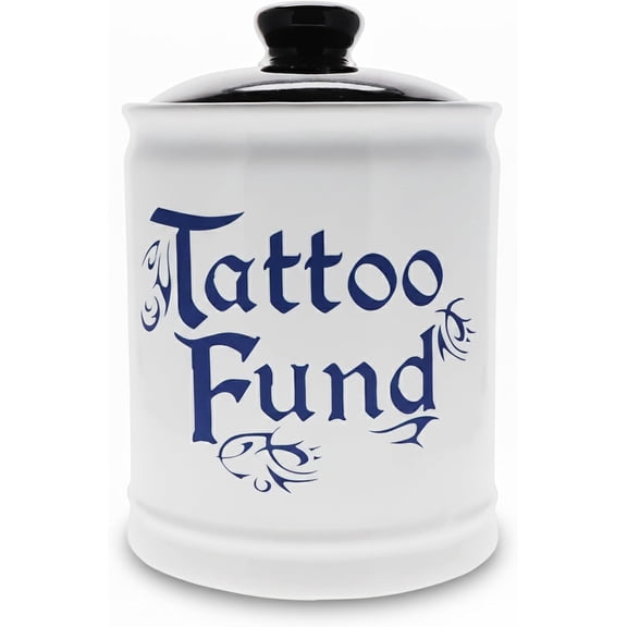 Jars | Tattoo Fund Jar | Ceramic Tattoo Money Jar & Decorative Piggy Bank for Kitchen & Home Decor | Gifts for Women, Men, Dad, Artist, Girlfriend, Boyfriend