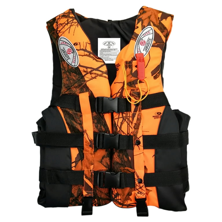 Jarusite Fishing Life Jacket Water Sports Floatation Vest Adults and Children Buoyancy Waistcoat, Size: Small, Orange