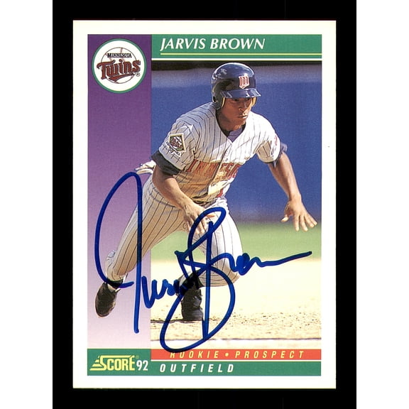 Jarvis Brown Autographed 1992 Score Rookie Card #870 Minnesota Twins SKU #183947