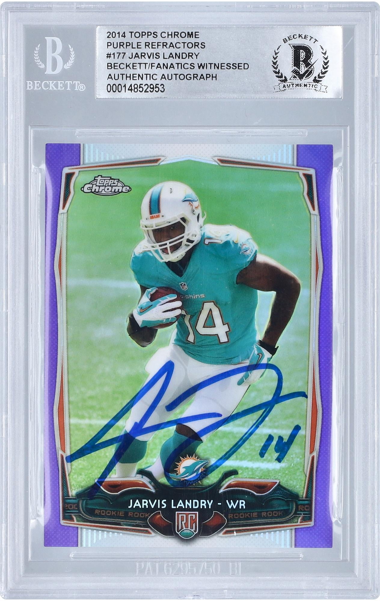 Jarvis Landry Miami Dolphins Autographed 2014 Topps Chrome Purple