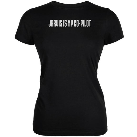 Jarvis is my Copilot Funny Black Juniors Soft T-Shirt - Small