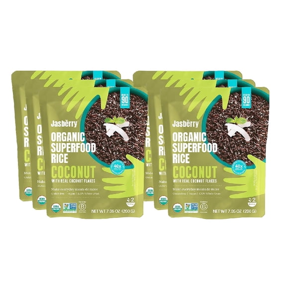 Jasberry Organic Superfood Rice, Vegan, 7oz 6 Pack, Coconut - Walmart.com