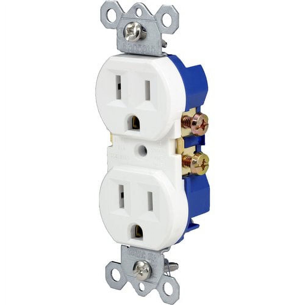 Jasco Grounding Duplex Receptacle, White, 15A, 07179