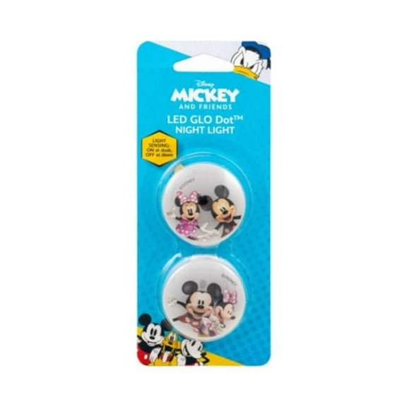 Jasco Products 138865 2 Piece Disney Mickey & Minnie Light-Sensing GLO Dot Night Light - White - Pack of 6