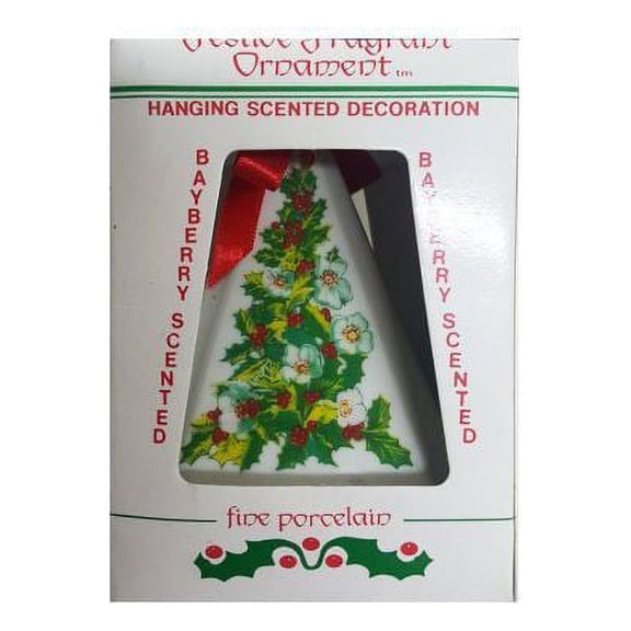 Jasco Vintage Porcelain Festive Fragrant Pomander Hanging Ornament Decoration - Holly Berry Bouquet