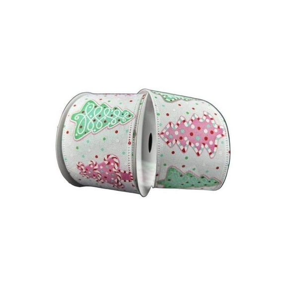 Jascotina, Inc. 2.5 Inch Christmas Sprinkle Cookies Ribbon White 10 Yards