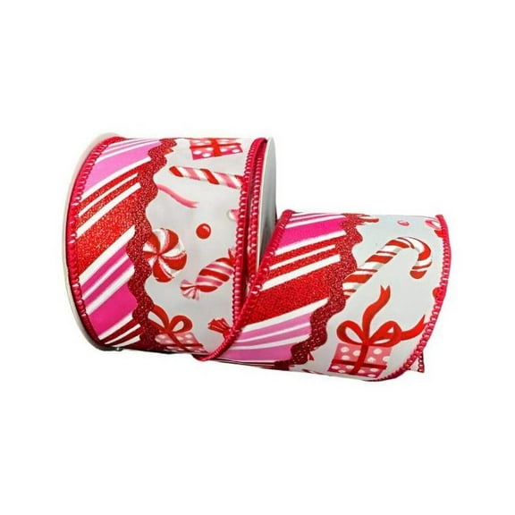 Jascotina, Inc. Glitter Loopy Ric Rac Ribbon, Candy Cane, Multicolor