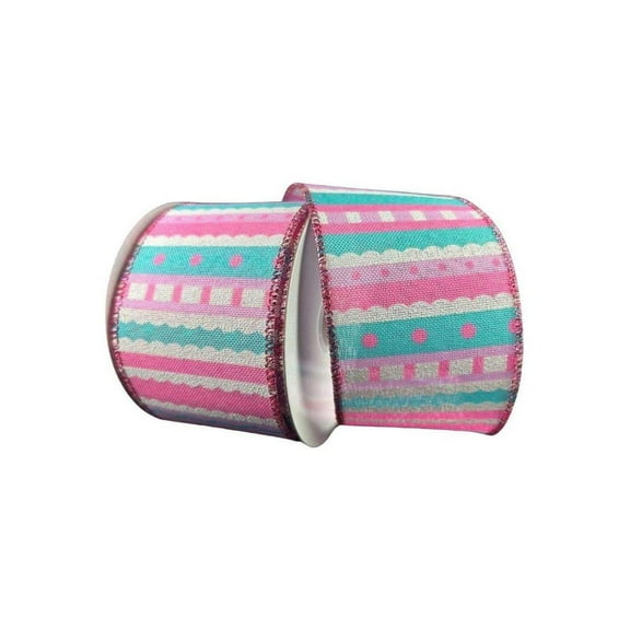 Jascotina, Inc. Whimsy Stripe Ribbon, Striped, 2.5 Inches