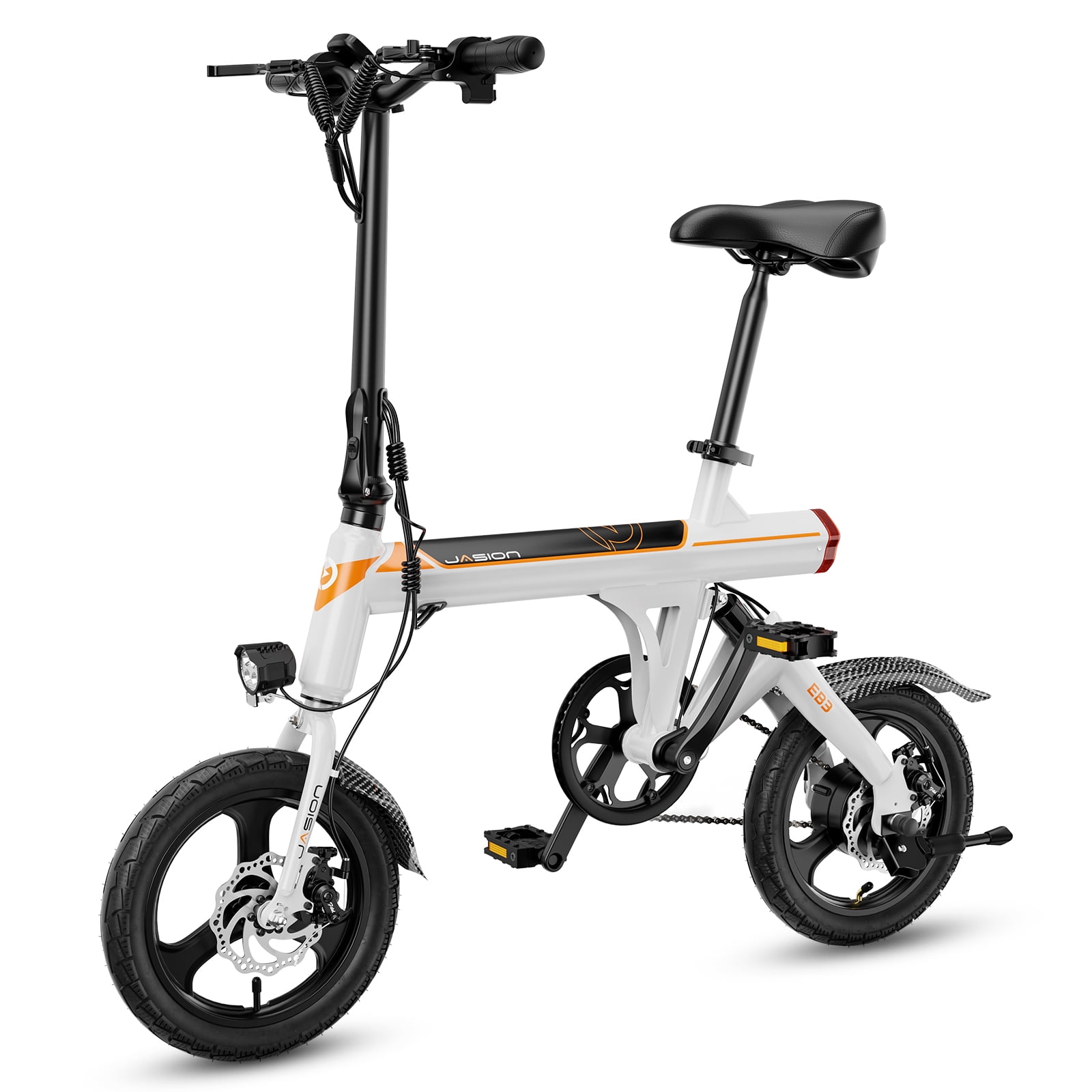 Jasion 14" Electric Bike 350W 36V Mini Electric Bicycles for Adults and Teens, Folding Commuter City Ebike with Pedal Assist, EB3 White