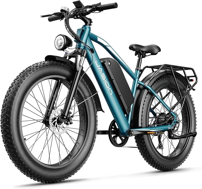 Jasion EB5 MAX Electric Bike for Adults, 26" 750W Fat Tire Electric Ebike, 48V 15Ah Battery Electric Mountain Bike, Shimano 7 Speed Bicycle