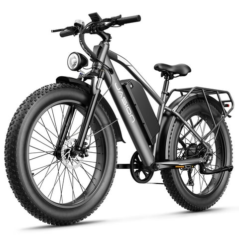 Jasion EB5 MAX Electric Bike for Adults, 26" 750W Rated Fat Tire Electric Ebike, 48V 15Ah Battery Electric Mountain Bike, Shimano 7 Speed Bicycle, Gray