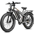 thumbnail image 1 of Jasion EB5 Ultra 52V 20Ah Electric Mountain Bike for Adults, 28 MPH, 90-Mile Range, 26"x4" Fat Tire EBike with Dual Suspension and Hydraulic Brakes Ebike, Gray, 1 of 10