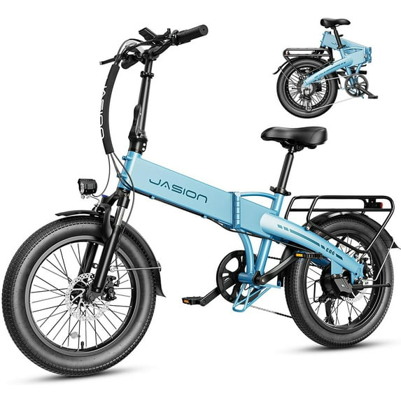 Jasion EB6 Electric Bike for Adults, 1000W Peak Motor Folding Ebike with 48V Removable Built-in Battery, Up to 50 Miles, 20" Fat Tire Foldable Electric Bicycle, UL 2849
