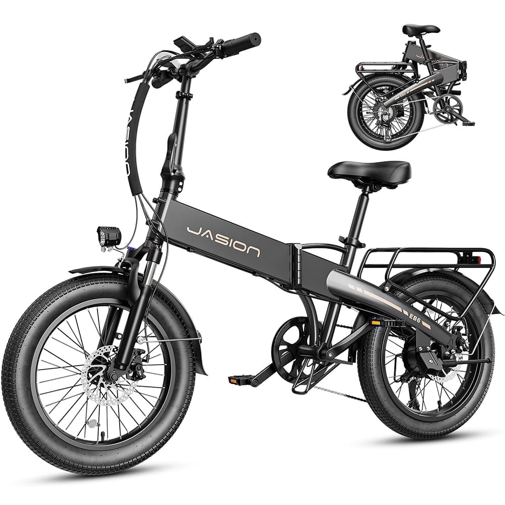 Jasion EB6 Electric Bike for Adults, 500W Motor Folding Ebike with 48V Built-in Battery, Class 3 Up to 50 Miles E-Mountain Bike with speedometer, 20" Fat Tire Foldable E Bicycle, UL 2849