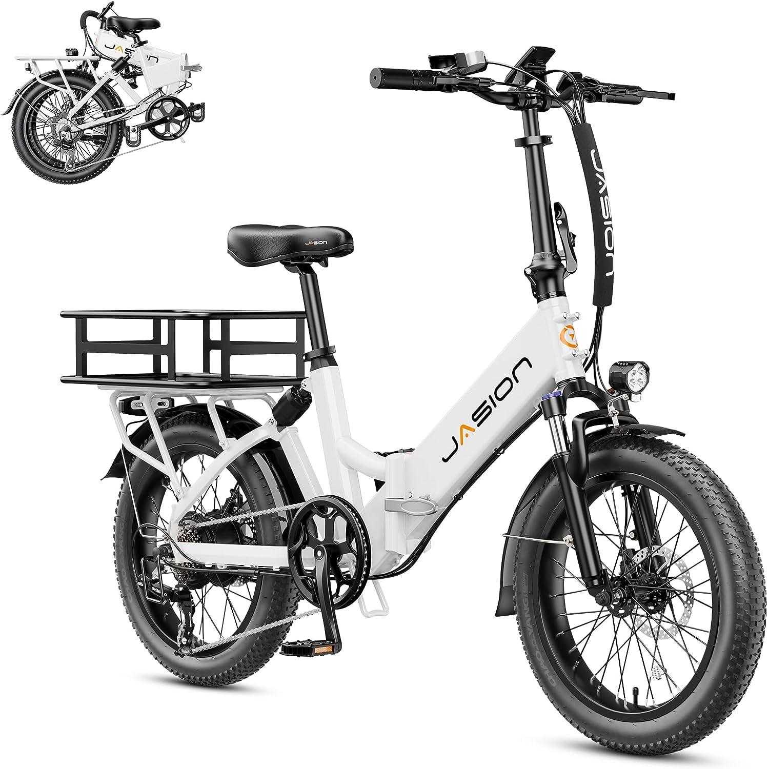 Jasion EB7 ST Folding Electric Bike for Adults, 500W Foldable Ebike with 48V 10Ah Removable