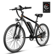 Jasion EB5 26" Electric Mountain Bike, 350W Brushless Motor Ebikes for Adults, 40 Miles Commuting Range, Front Fork Suspension, Shimano 7-Speed, Black