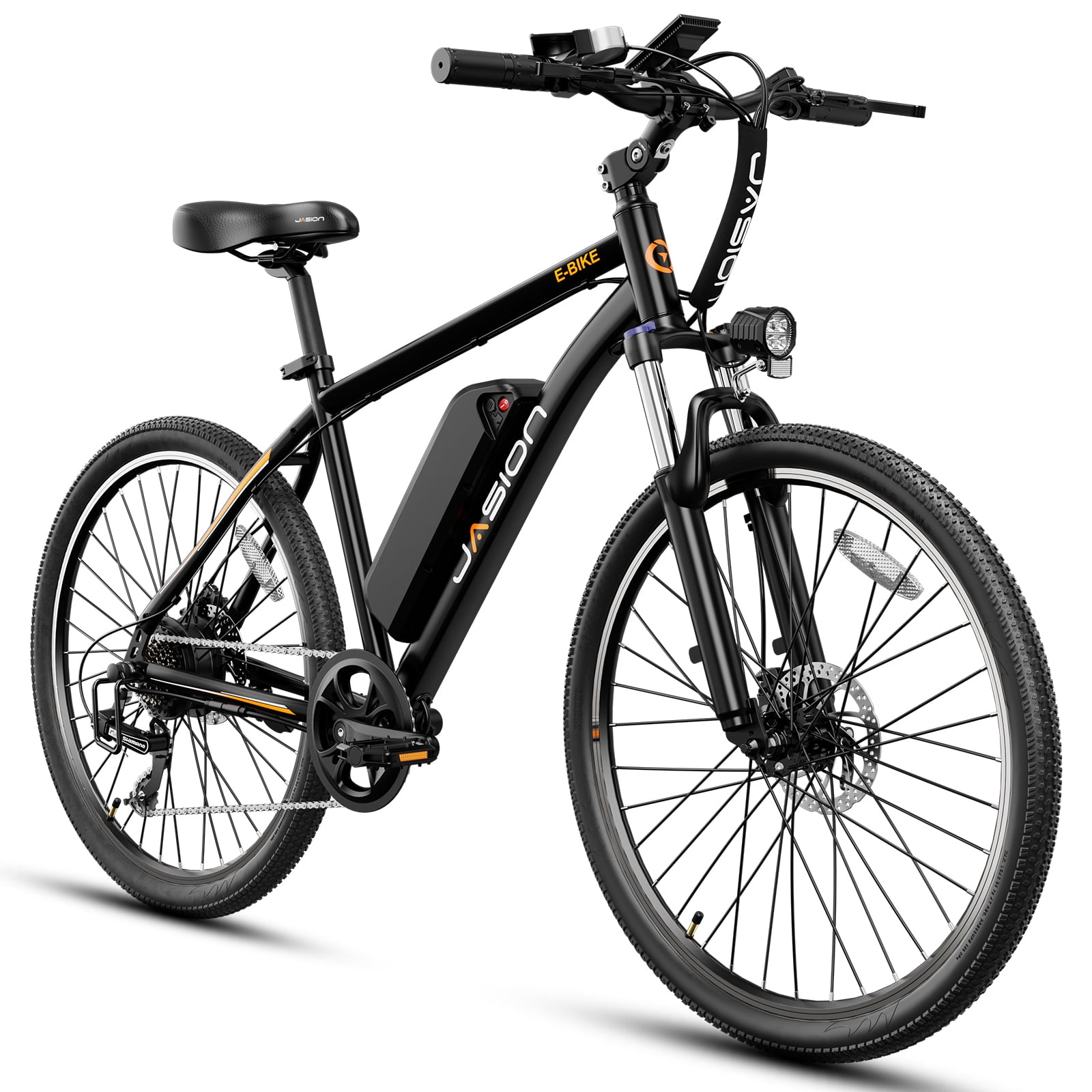 Jasion Electric Mountain Bike for Adults, 350W Brushless Motor, 40Miles Commuting Electric Bike with 360Wh Removable Battery, Front Fork Suspension, Shimano 7-Speed Bicycles UL2849