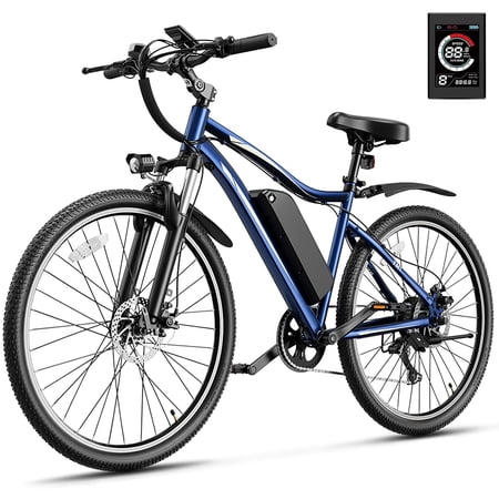 Jasion Electric Mountain Bike for Adults, 1200W Peak Motor Ebike 48V 10AH Removable Battery, 27.5" Tires Electric Bicycles for Commute, Shimano 7-Speed and Front Suspension UL2849