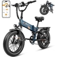 thumbnail image 1 of Jasion Hunter Pro Electric Bike for Adults, 750W Rated Folding Ebike with 48V 15AH Removable Battery, 20" x 4.0 Fat Tire Foldable Electric Bicycle, 80 Miles Range, App Control, Blue, 1 of 11
