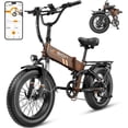 thumbnail image 1 of Jasion Hunter Pro Electric Bike for Adults, 750W Rated Folding Ebike with 48V 15AH Removable Battery, 20" x 4.0 Fat Tire Foldable Electric Bicycle, 80 Miles Range, App Control, Brown, 1 of 11