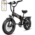 thumbnail image 1 of Jasion Hunter Pro Electric Bike for Adults, 750W Rated Folding Ebike with 48V 15AH Removable Battery, 20" x 4.0 Fat Tire Foldable Electric Bicycle, 80 Miles Range, App Control, Black, 1 of 11