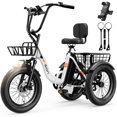 thumbnail image 1 of Jasion JT18 Electric Tricycle for Adults Fat Tires, 500W Step-Thru 3 Wheel Electric Bicycle with Front & Rear Baskets, Folding E-Trike Up to 55 Miles, 16 MPH, Class 2, White, 1 of 8