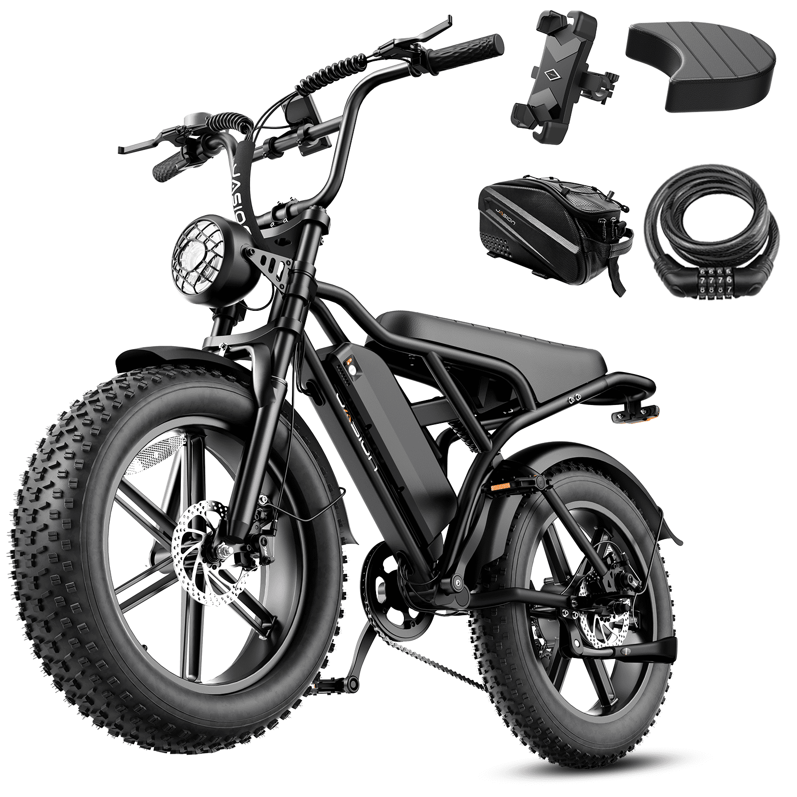 Jasion Retrovolt Electric Bike for Adults, 750W Motor 48V 15AH Removable Battery E Mountain Bicycle Class 2, 20" Fat Tire Ebike with Speedmoter, UL2849