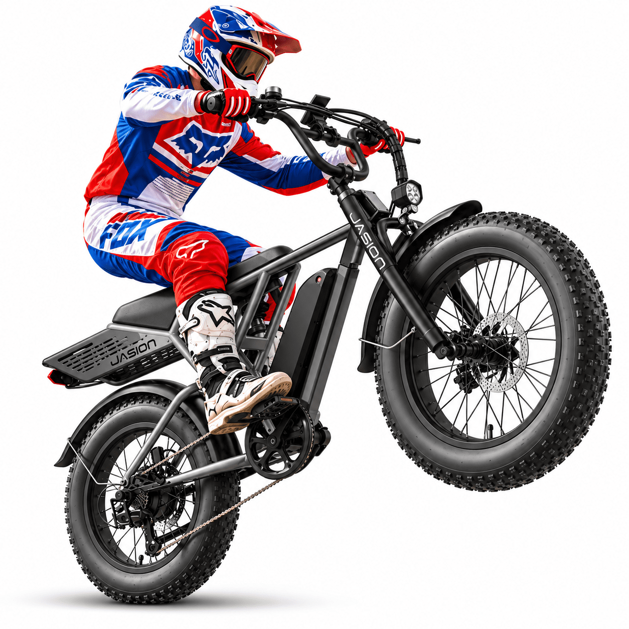 Jasion RetroVolt 500W Electric Bike for Adults, 20" Fat Tire Electric Mountain Bicycle, 48V 13Ah Removable Battery, Full Suspension Class 3 Ebike, UL2849