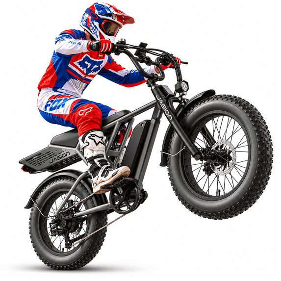 Jasion RetroVolt 500W Electric Bike for Adults, 20" Fat Tire Electric Mountain Bicycle, 48V 13Ah Removable Battery, Full Suspension Class 3 Ebike, UL2849