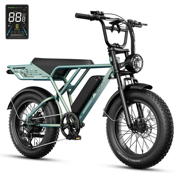 Jasion RetroVolt Pro Electric Bike for Adults, 1000W Motor 52V 20AH Removable Battery Electric Mountain Bike, 90 Miles Electric Motorcycle, 20" Fat Tire Electric Dirt Bike, UL2849