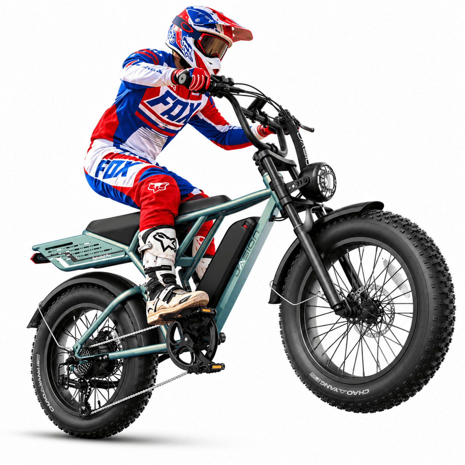 Jasion RetroVolt 500W Electric Bike for Adults, 20" Fat Tire Electric Mountain Bicycle, 48V 13Ah Removable Battery, Full Suspension Class 3 Ebike, UL2849