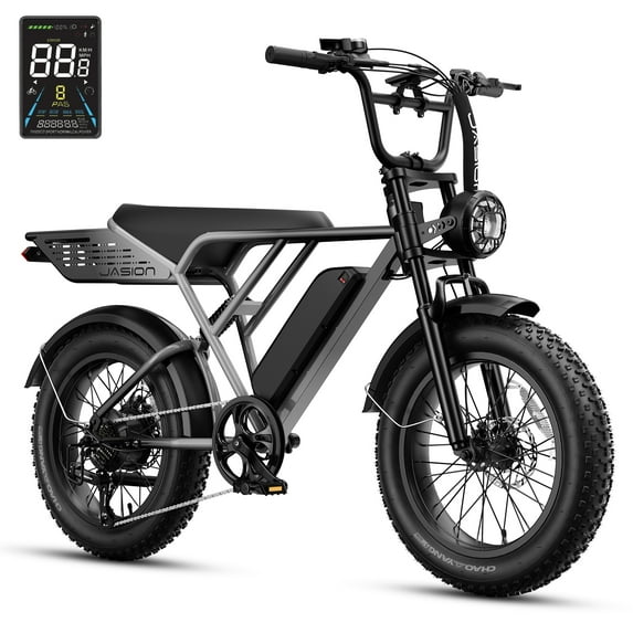 Jasion RetroVolt Pro Electric Bike for Adults, 1000W Motor 52V 20AH Removable Battery Electric Mountain Bike, 90 Miles Electric Motorcycle, 20" Fat Tire Electric Dirt Bike, UL2849
