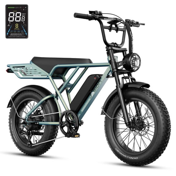 Jasion RetroVolt Pro Electric Bike for Adults, 750W Motor 52V 20AH Removable Battery Electric Mountain Bike, 90 Miles Electric Bicycle, 20" Fat Tire Electric Bike, UL2849