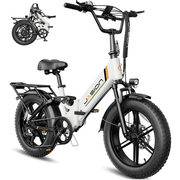 Jasion X-Hunter ST Electric Bike, 750W Foldable Ebike with 48V 13AH Removable Battery, 20'' Fat Tire Electric Bicycles for Adults, Full Suspension, UL 2849