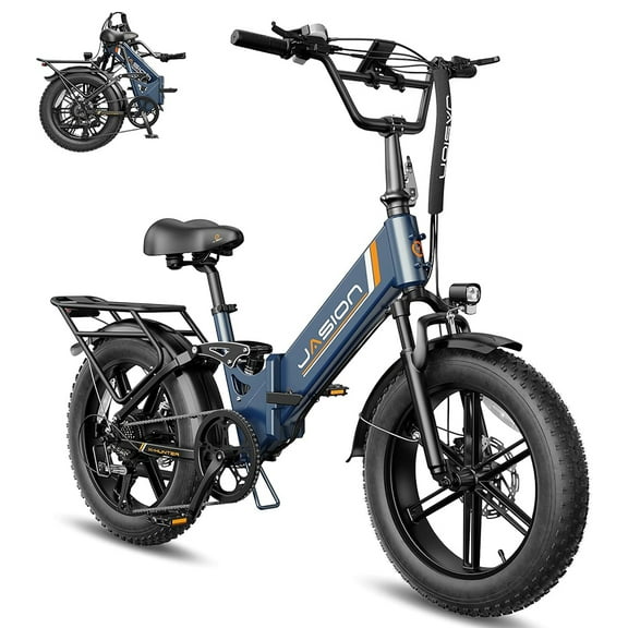 Jasion X-Hunter ST Electric Bike, 750W Foldable Ebike with 48V 13AH Removable Battery, 20'' Fat Tire Electric Bicycles for Adults, Full Suspension, UL 2849