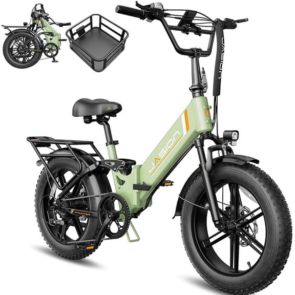 Jasion X-Hunter ST Electric Bike, 750W Foldable Ebike with 48V 13AH Removable Battery, 20'' Fat Tire Electric Bicycles for Adults, Full Suspension, UL 2849