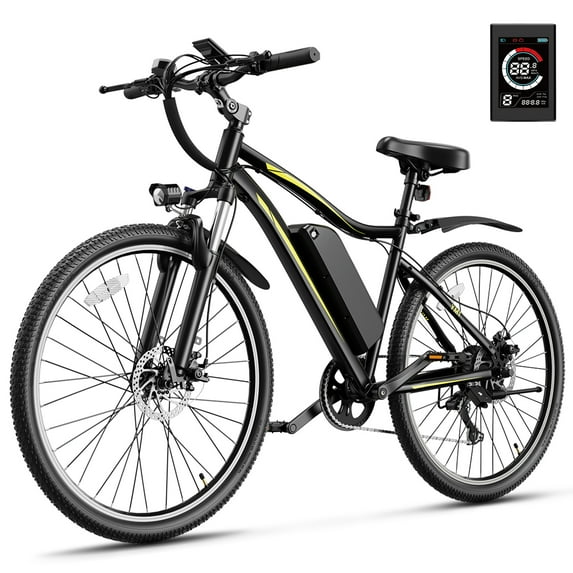 Jasion Electric Mountain Bike for Adults, 1200W Peak Motor Ebike 48V 10AH Removable Battery, 27.5" Tires Electric Bicycles for Commute, Shimano 7-Speed and Front Suspension UL2849