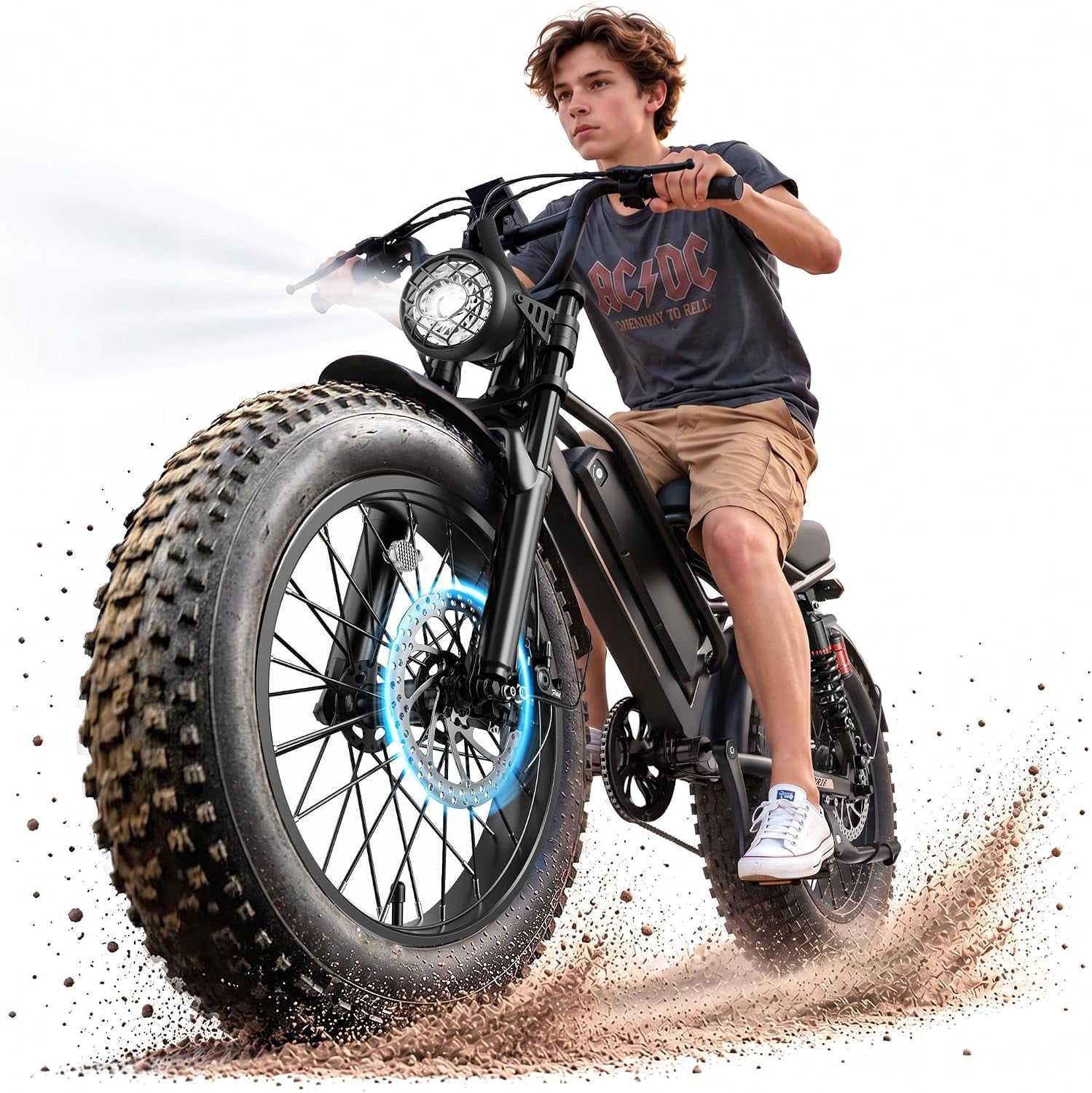 Jasion YR16 Electric Bike for Teens, 500W Motor 48V 12.5AH Removable Battery E-Mountain Bike Class 3, 16" Fat Tire Off-Road Electric Bike with speedmoter, 55 Miles Ebike for Teens, UL2849