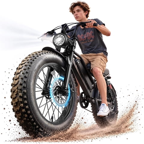 Jasion YR16 Electric Bike for Teens, 500W Motor 48V 12.5AH Removable Battery E-Mountain Bike Class 3, 16" Fat Tire Off-Road Electric Bike with speedmoter, 55 Miles Ebike for Teens, UL2849
