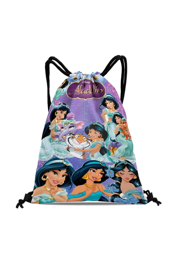 Jasmine Aladdin Princess Drawstring Gym Bag:Waterproof and perfect for hiking, yoga, swimming, beach activities, and shopping, with dimensions of 15.7*17.7 inches (40cm45cm.