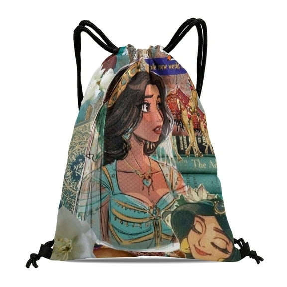 Jasmine Aladdin Princess Hiker and Swimmer Bag:Waterproof and suitable for fitness, yoga, travel, beach, and shopping, measuring 15.7*17.7 inches.