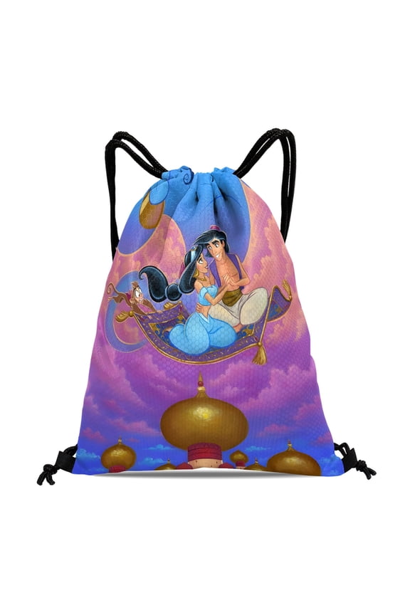 Jasmine Aladdin Princess Waterproof Drawstring Sack:Perfect for fitness, hiking, swimming, travel, beach, and shopping, sized at 15.7*17.7 inches (40cm45cm.