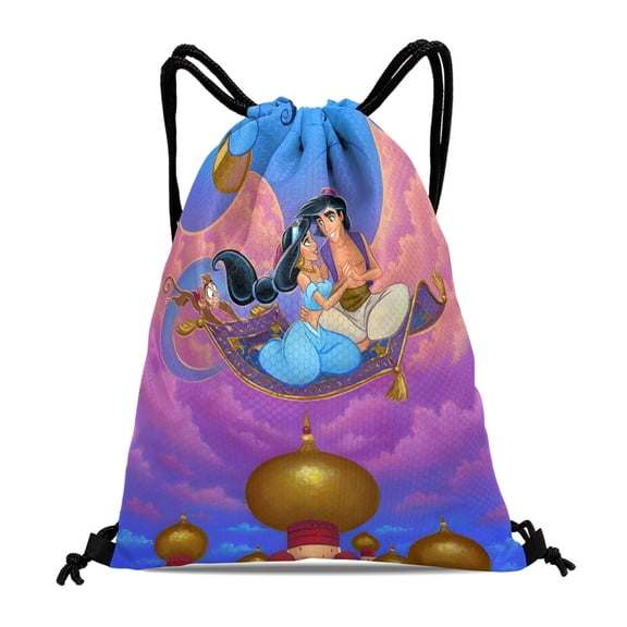 Jasmine Aladdin Princess Waterproof Drawstring Sack:Perfect for fitness, hiking, swimming, travel, beach, and shopping, sized at 15.7*17.7 inches (40cm45cm.