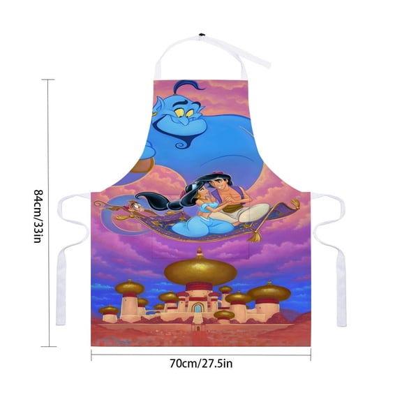 Jasmine Aladdin Princess apron with pockets, waterproof for adults, kitchen cooking apron, adjustable chef apron for cooking, drawing, and craftingfor 33" x 28"70X84cm).