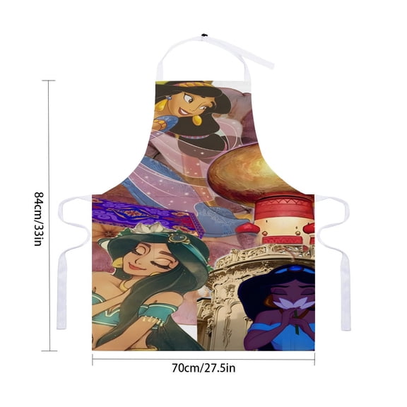 Jasmine Aladdin Princess apron with pockets, waterproof apron for adults, adjustable chef apron suitable for cooking, drawing, and craftingfor 33" x 28"70X84cm).