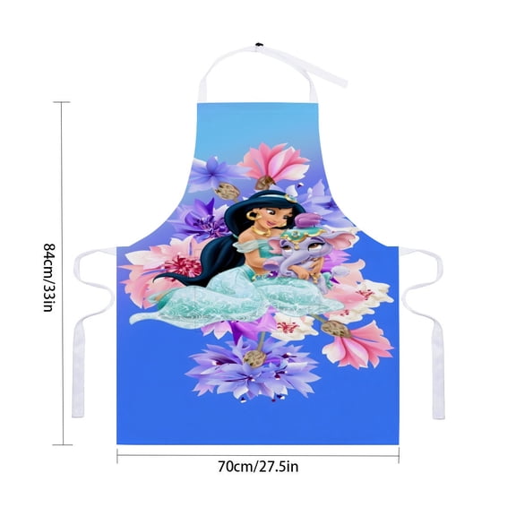 Jasmine Aladdin Princess apron with pockets, waterproof apron for adults, adjustable chef apron suitable for cooking, drawing, and craftingfor 33" x 28"70X84cm).