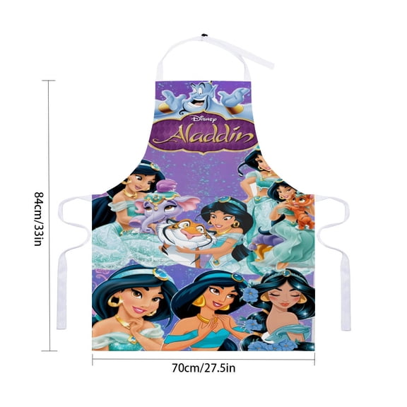 Jasmine Aladdin Princess apron with pockets, waterproof apron for adults, adjustable chef apron suitable for cooking, drawing, and craftingfor 33" x 28"70X84cm).