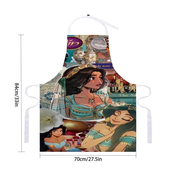 Jasmine Aladdin Princess apron with pockets and waterproof design, adjustable for adults as a kitchen cooking apron, chef apron for drawing and craftingfor 33" x 28"70X84cm).